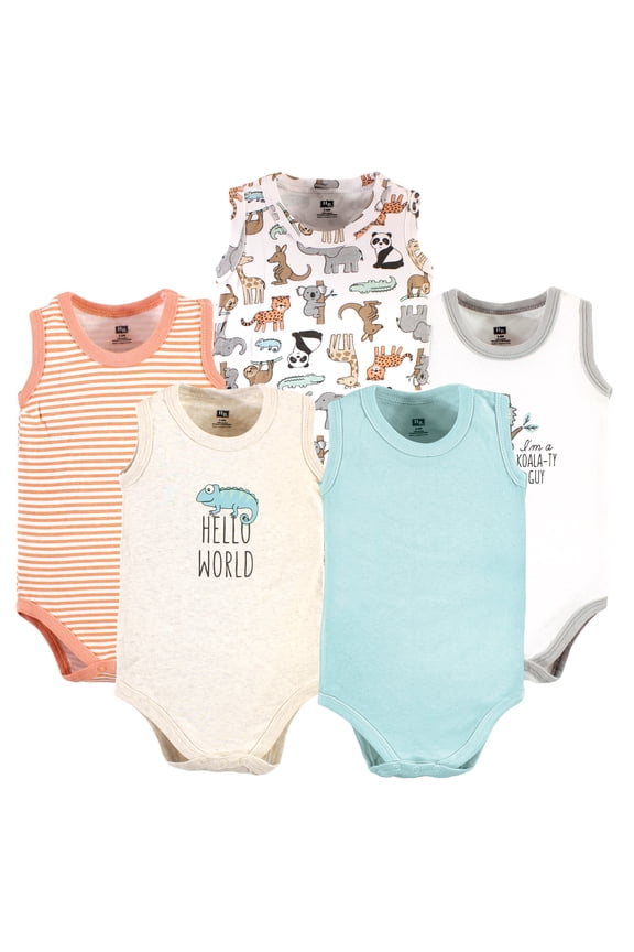 Hudson Baby Sleeveless Bodysuits, Wildlife Parade, 0-3M