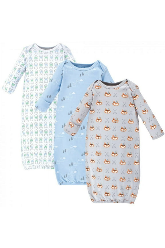 Infant Boy Cotton Gowns, Wild & Free, Preemie-Newborn, 3-Piece