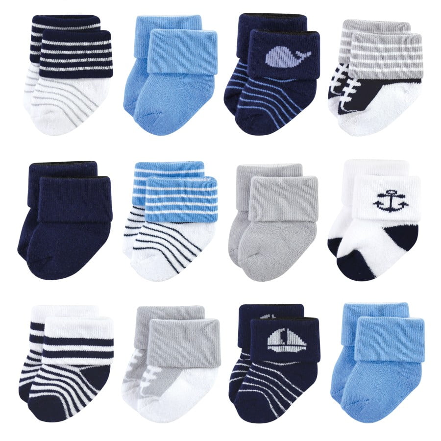 Luvable Friends Infant Boy Newborn and Baby Terry Socks, Whale, 6-12 ...