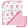 thumbnail image 1 of Luvable Friends Infant Girl Cotton Hooded Towel and Washcloth, Floral, 1 of 3