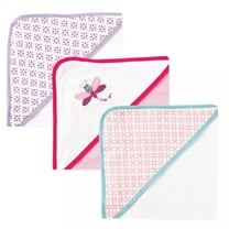 Luvable Friends Infant Girl Cotton Terry Hooded Towels, Dragonfly