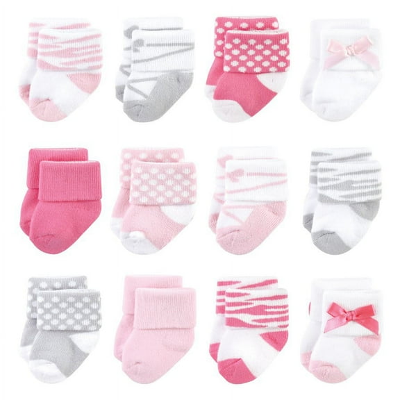 Luvable Friends Infant Girl Newborn and Baby Terry Socks, Ballet, 0-6 Months