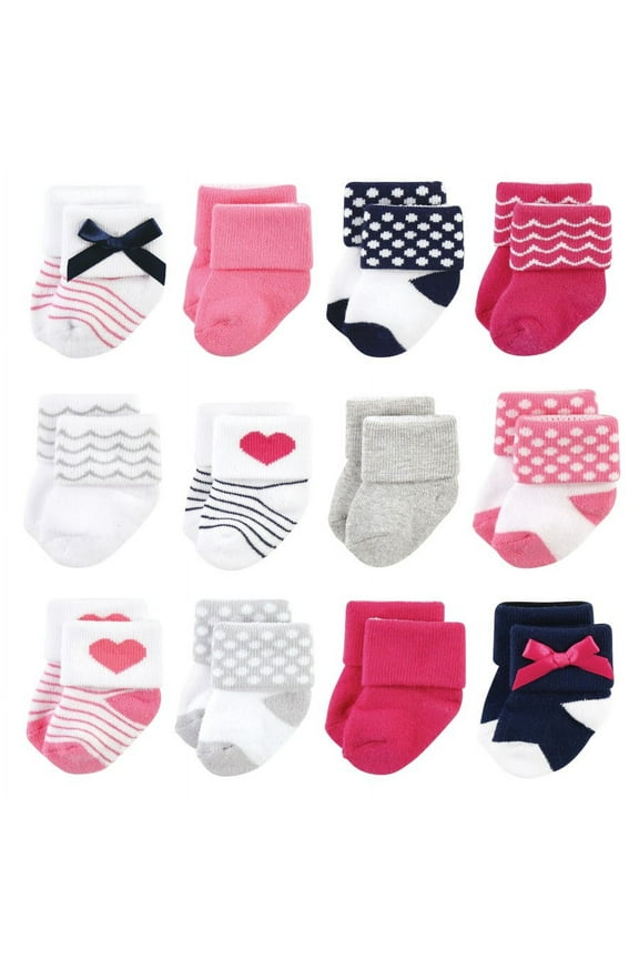 Infant Girl Newborn and Baby Terry Socks, Bows, 0-6 Months