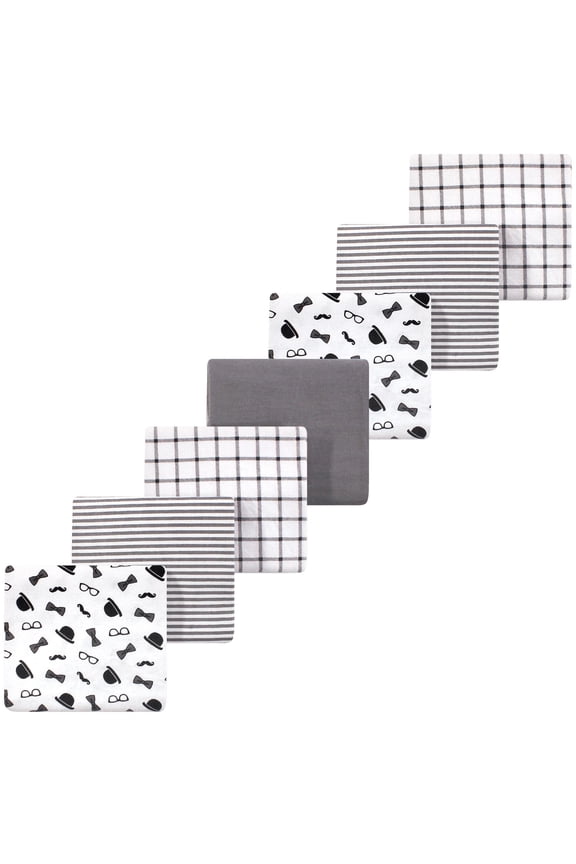 Little Treasure Cotton Poly Flannel Receiving Blankets 7pk, Dapper Lad, One Size