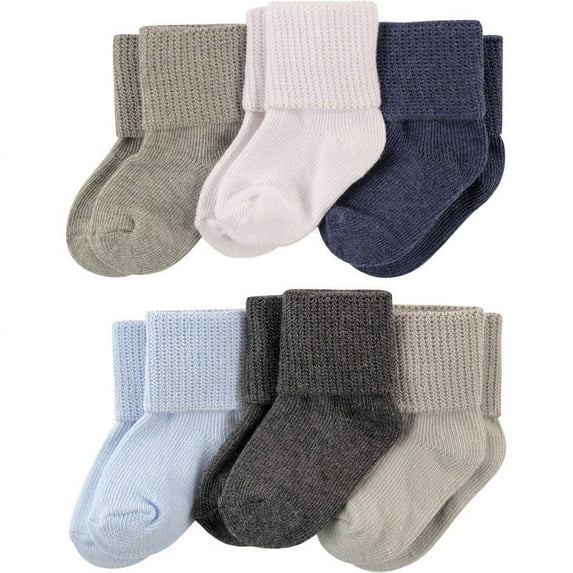 Luvable Friends Men's Mid-Calf Cotton Fuzzy Socks, (6-Pack)