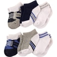 thumbnail image 1 of Luvable Friends Newborn Baby Boys No-show Socks, Multi-Color (3 Pack), 1 of 1