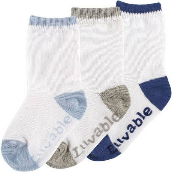 Luvable Friends Newborn Baby Boys' and Girls' Non-Skid Socks 3-Pack, Choose Your Color & Size