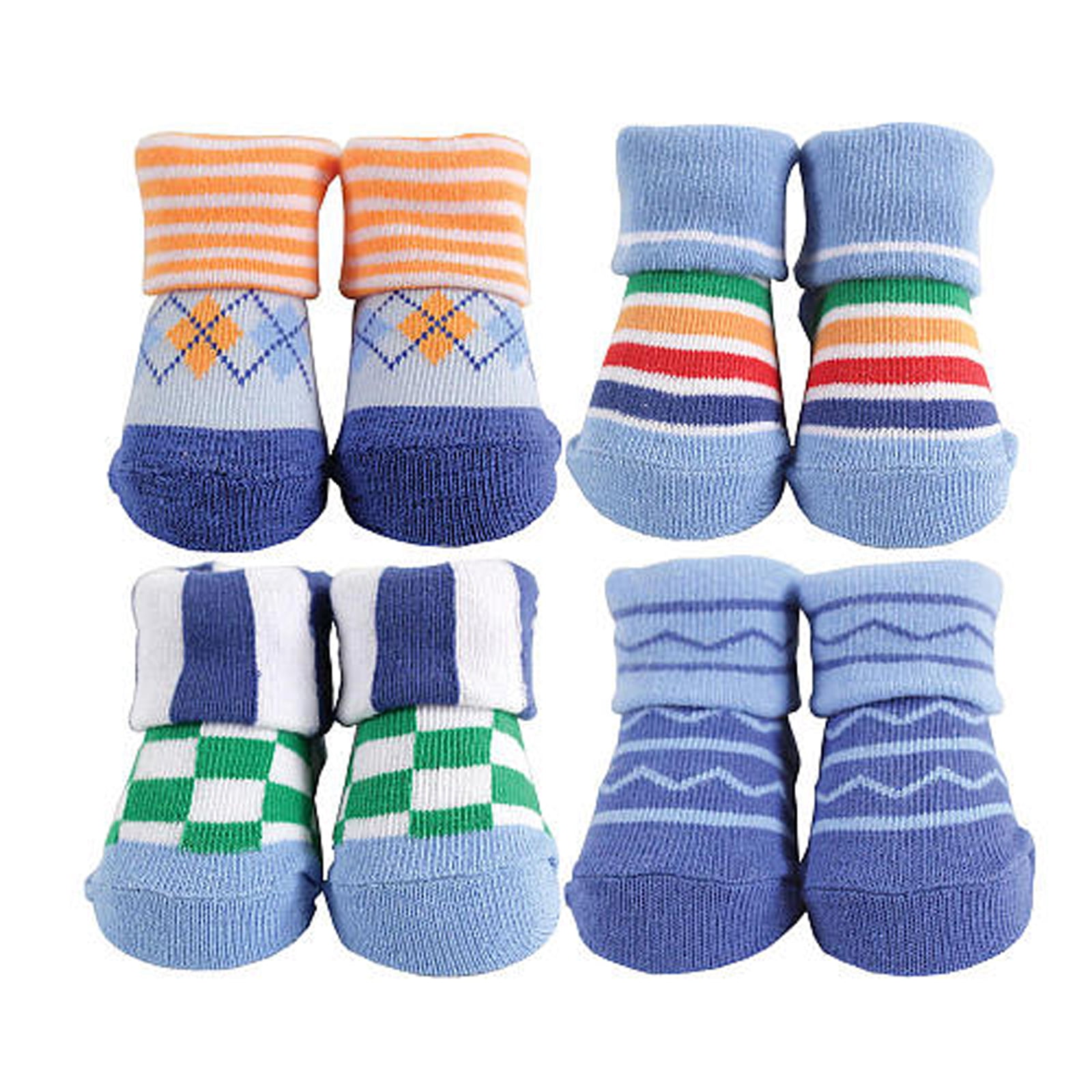 Luvable Friends Newborn Baby Boys' and Girls' Novelty Socks 4Piece Set