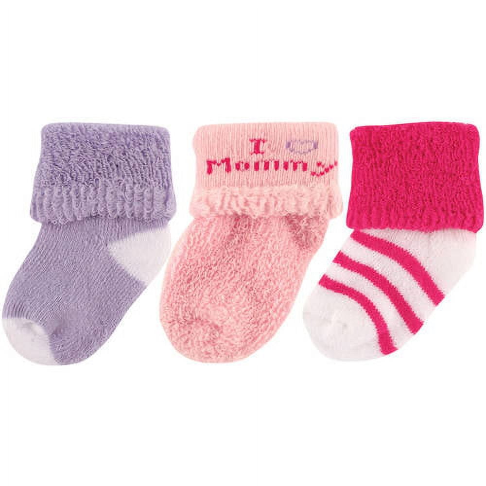 Luvable Friends Newborn Baby Boys' and Girls' Terry Socks 3Pack