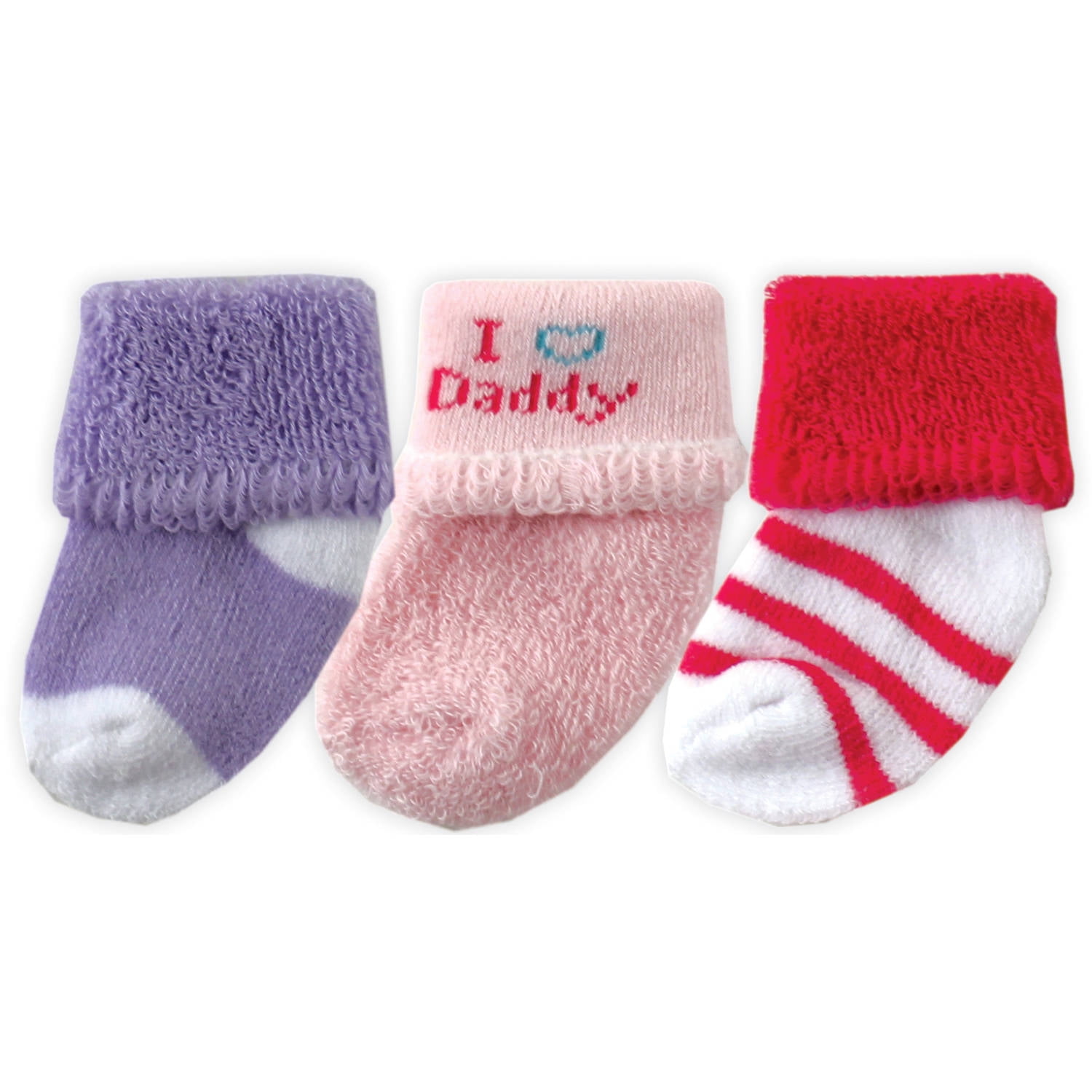 Luvable Friends Newborn Baby Boys' and Girls' Terry Socks 3Pack