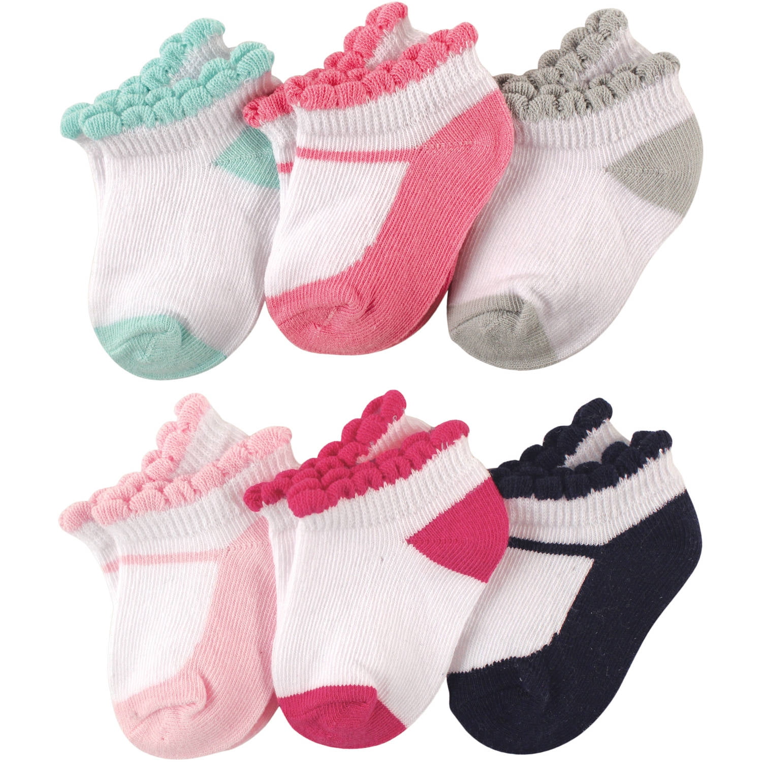 Luvable Friends Newborn Baby Girls NoShow Socks 6 Pack