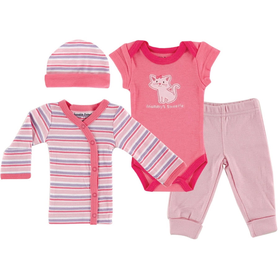 Luvable Friends Newborn Baby Girls Preemie Layette Set, Pink