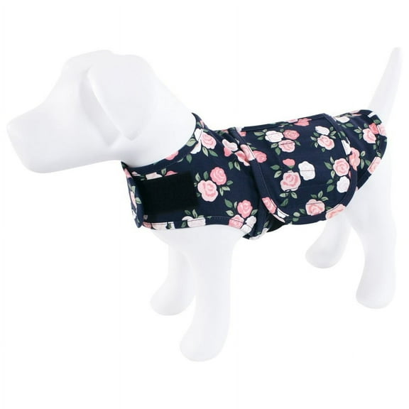 Luvable Friends Pet Thunder Anxiety Jacket, Navy Floral, Large