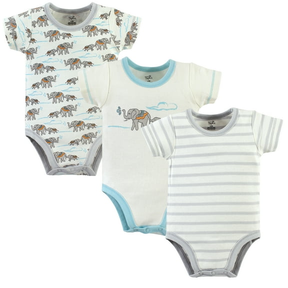 Luvable Friends Touched by Nature Bodysuits 3pk, Elephant Meadow, 6-9M