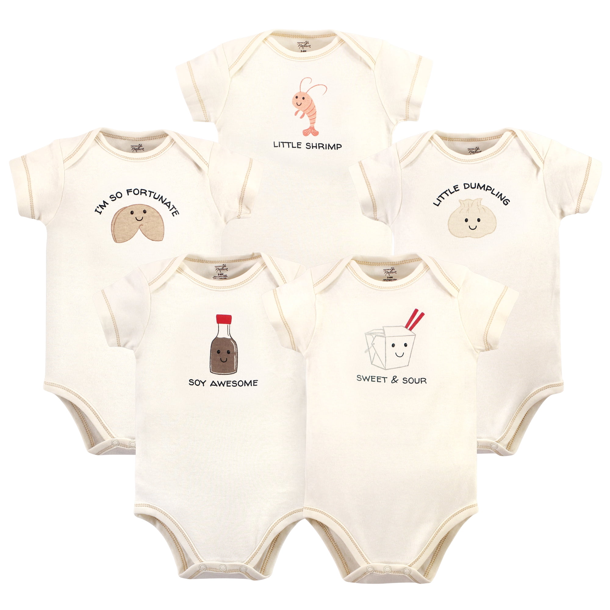 Luvable Friends Touched by Nature Bodysuits 5pk, Cookies, 9-12M