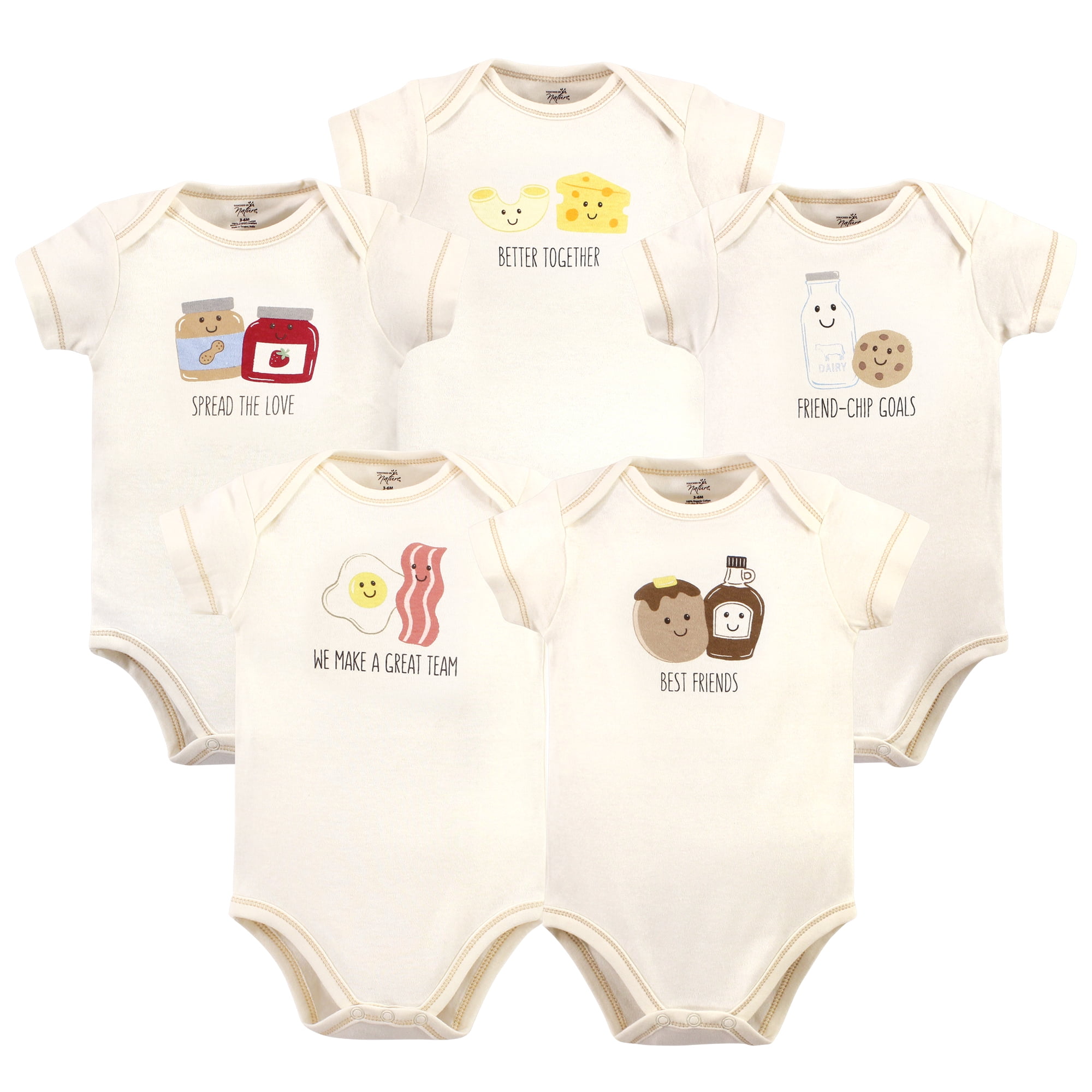 Luvable Friends Touched by Nature Bodysuits 5pk, Natural Pairings, 12-18M