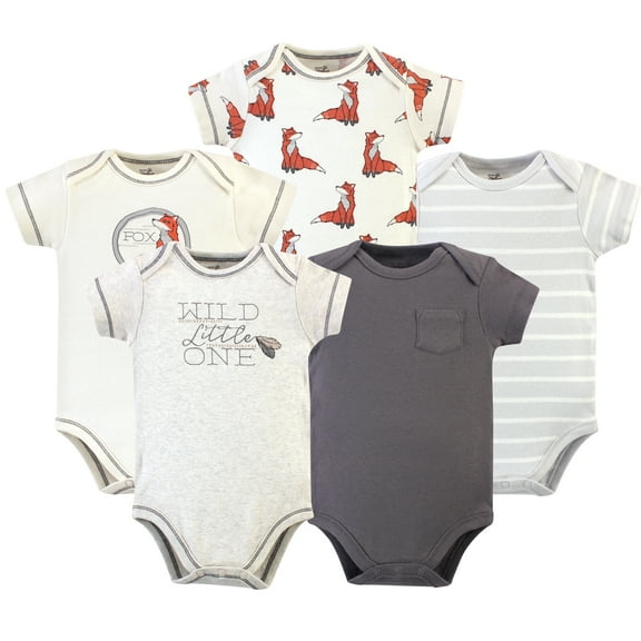 Luvable Friends Touched by Nature Bodysuits 5pk, Rustic Fox Gray, 3-6M