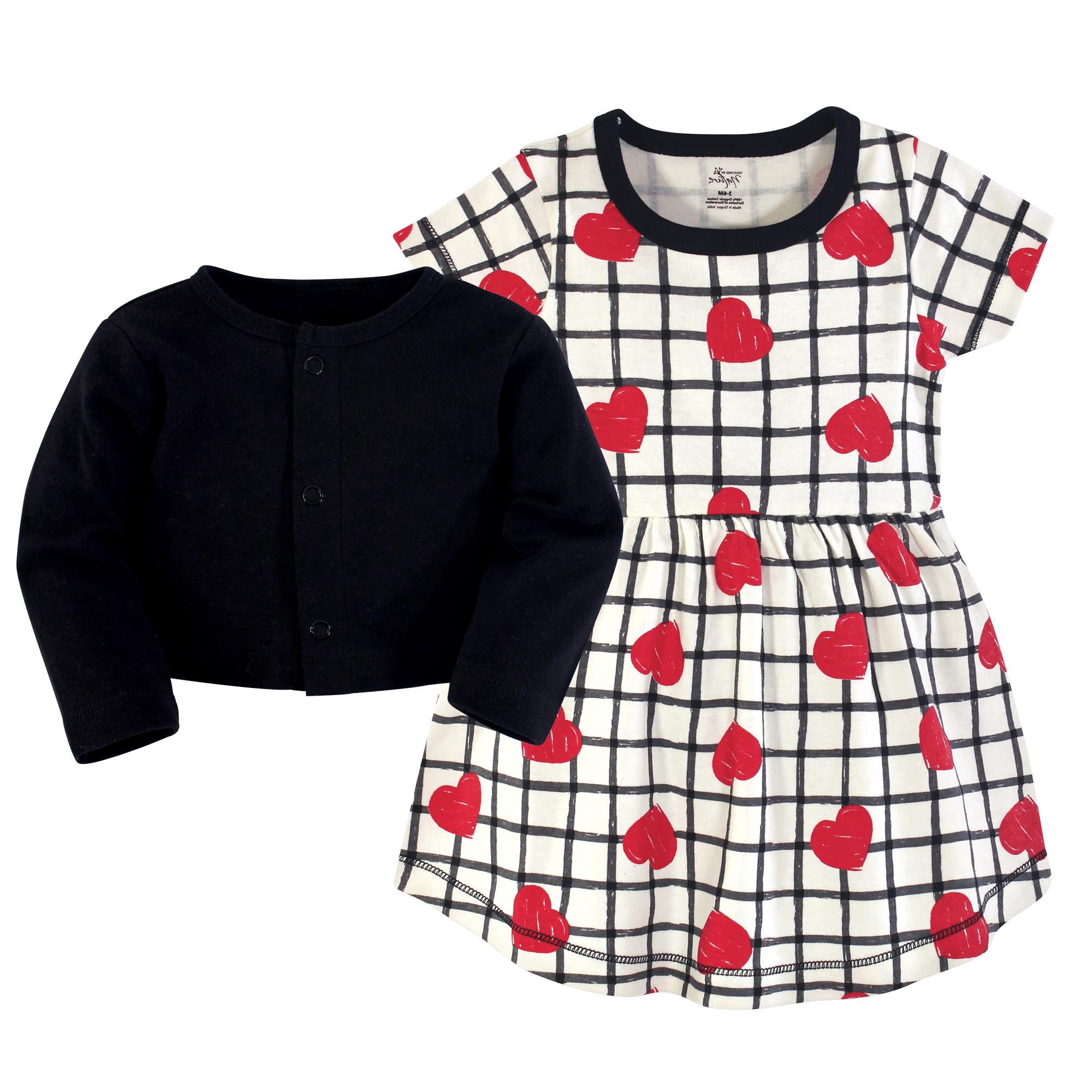 Luvable Friends Touched by Nature Dress and Blouse 2pc, Crimson Heart Onyx, 12-18M