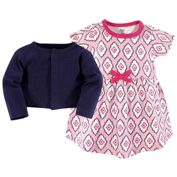 Luvable Friends Touched by Nature Dress and Blouse 2pc, Pink Trellis, 0-3M