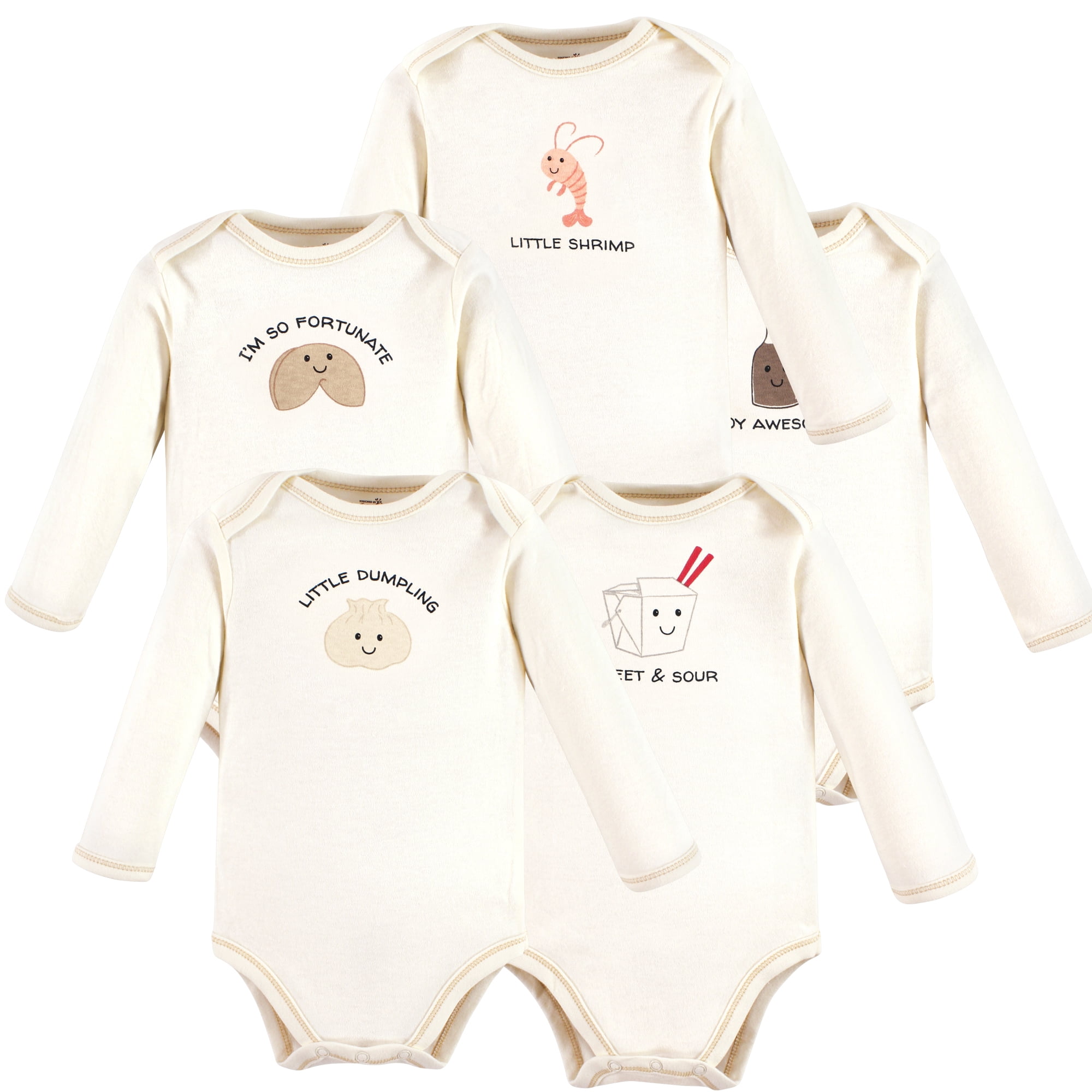 Luvable Friends Touched by Nature Long-Sleeve Bodysuits 5pk, Cookie, Preemie