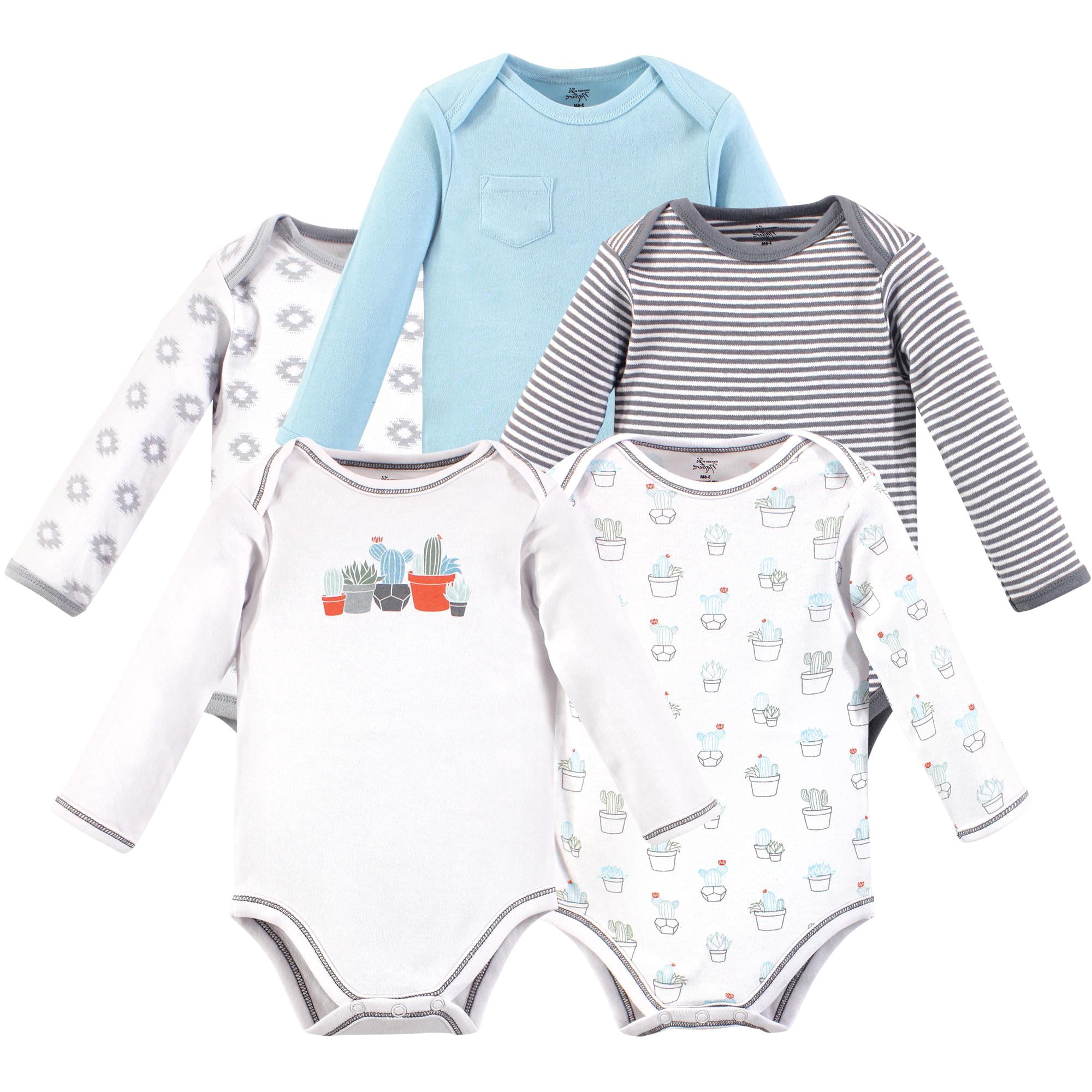 Luvable Friends Touched by Nature Long-Sleeve Bodysuits 5pk, Desert Sprout, 3-6M