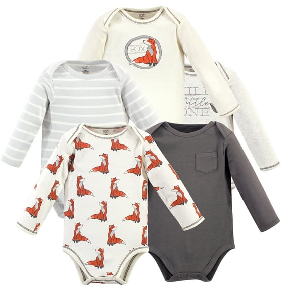 Luvable Friends Touched by Nature Long-Sleeve Bodysuits 5pk, Forest Fables, 3-6M