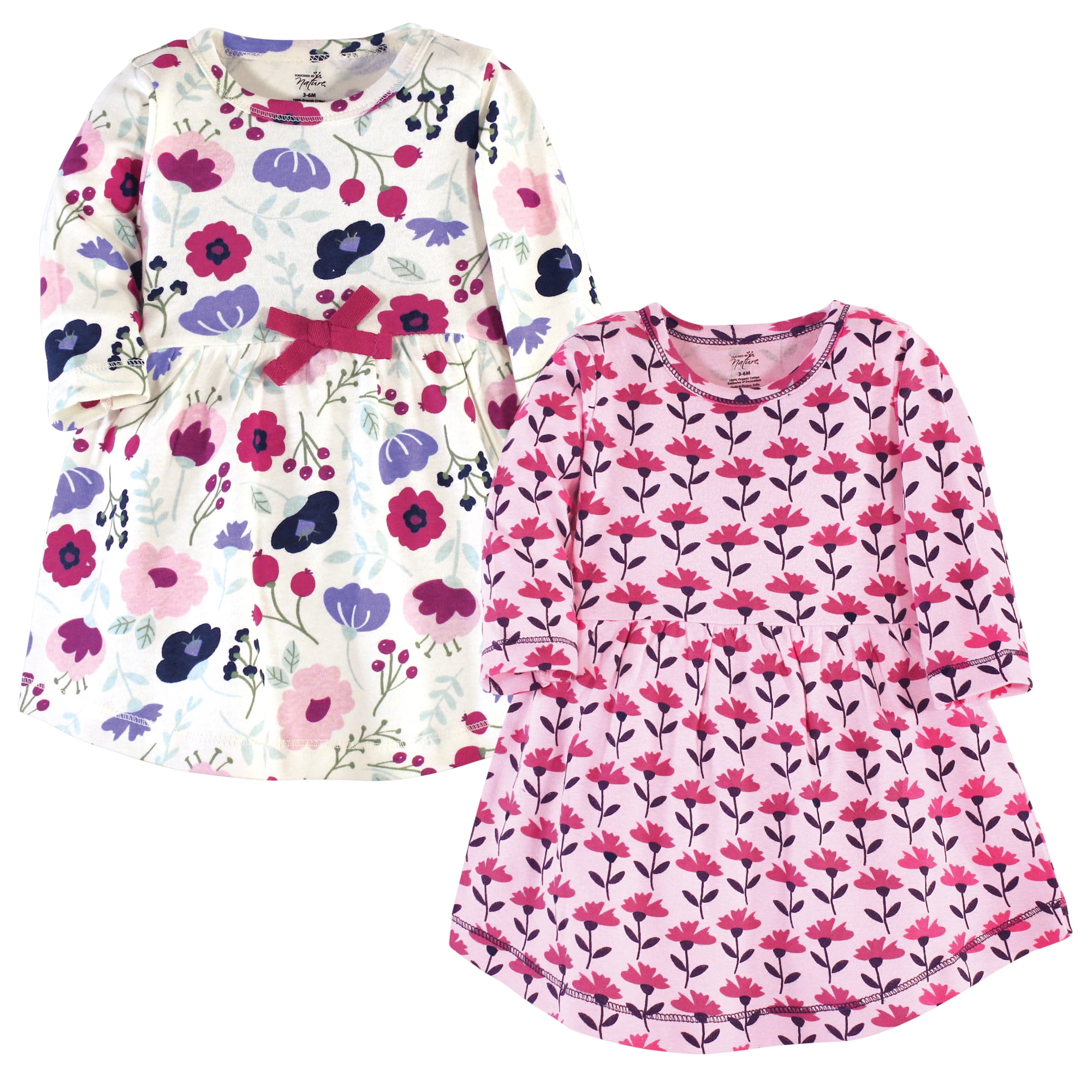 Luvable Friends Touched by Nature Long-Sleeve Dresses 2pk, Blush Bloom, 5T