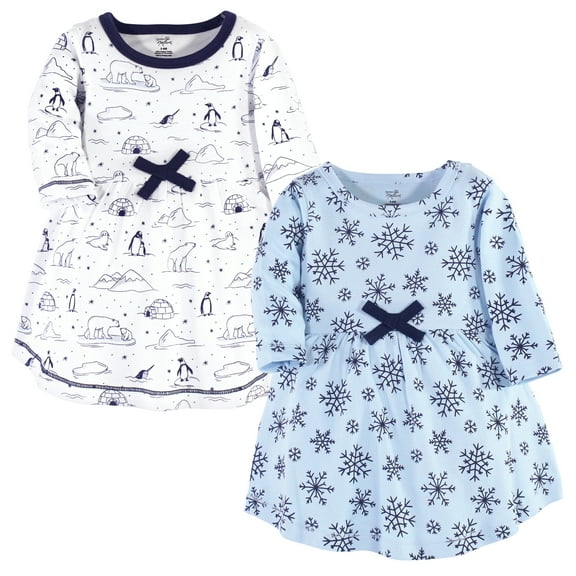Luvable Friends Touched by Nature Long-Sleeve Dresses 2pk, Frozen North, 0-3M