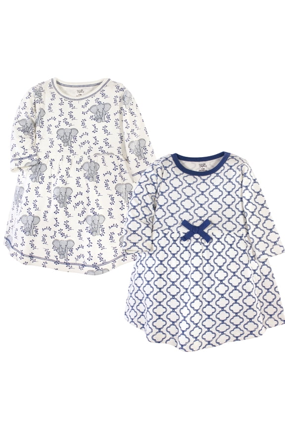 Touched by Nature Long-Sleeve Dresses 2pk, Gray Elephant, 0-3M