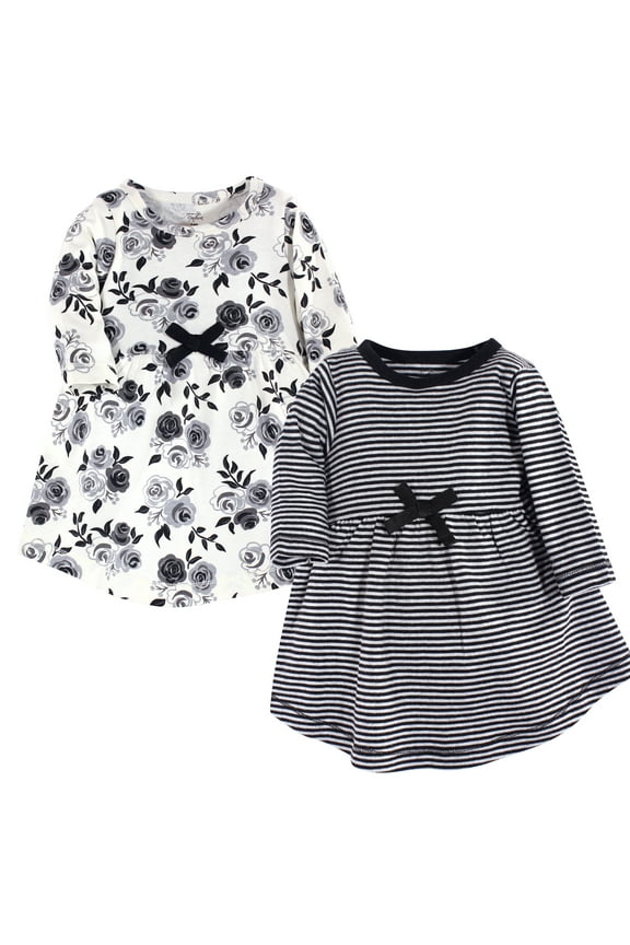 Touched by Nature Long-Sleeve Dresses 2pk, Midnight Bloom, 0-3M