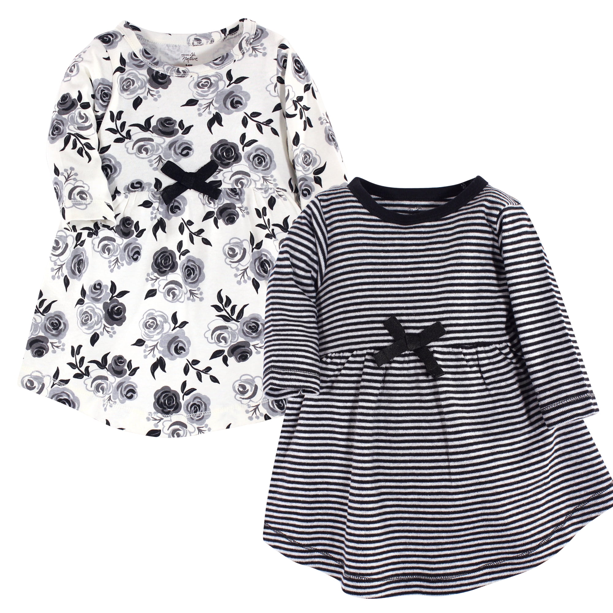 Luvable Friends Touched by Nature Long-Sleeve Dresses 2pk, Midnight Bloom, 18-24M