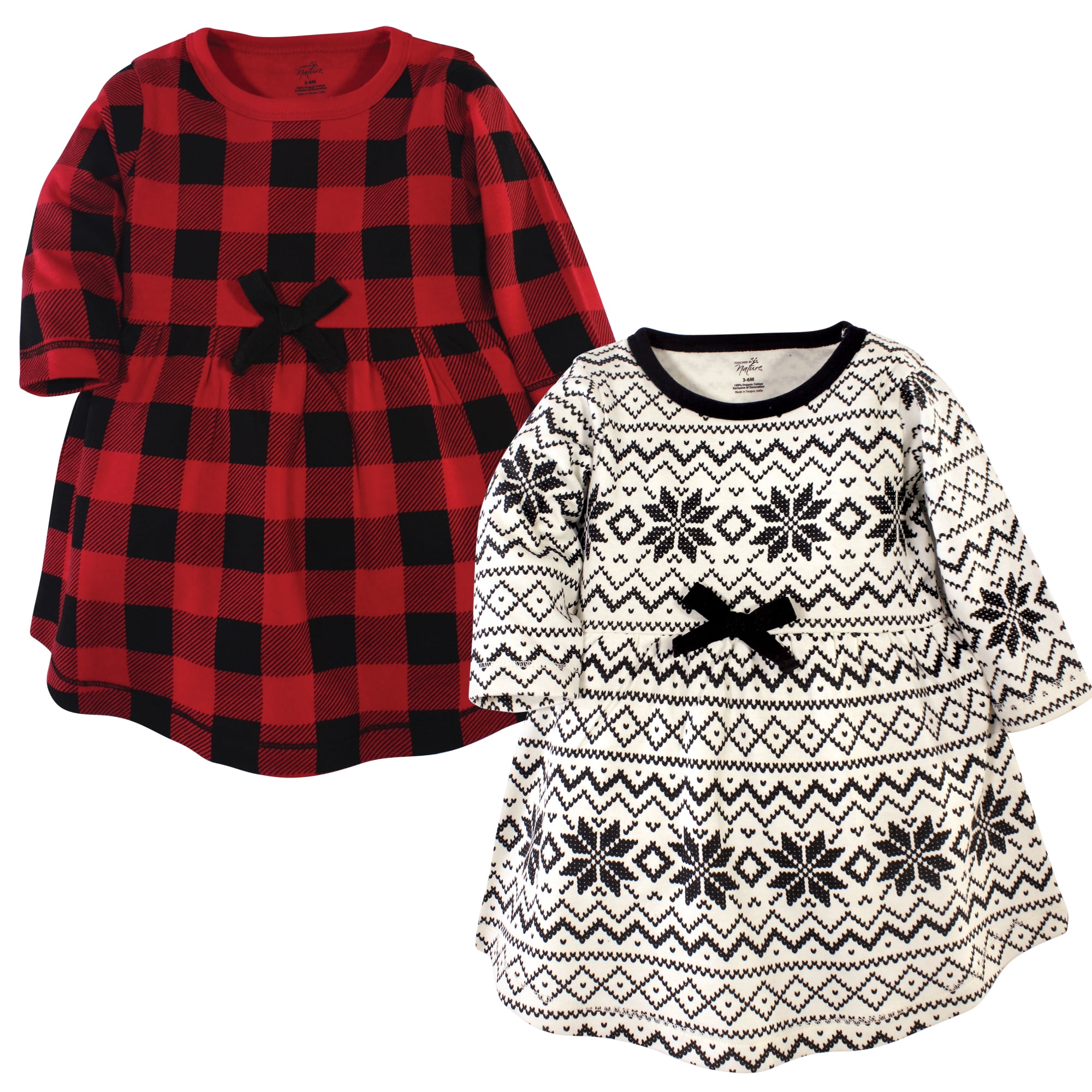 Luvable Friends Touched by Nature Long-Sleeve Dresses 2pk, Red Black Plaid, 14 Years
