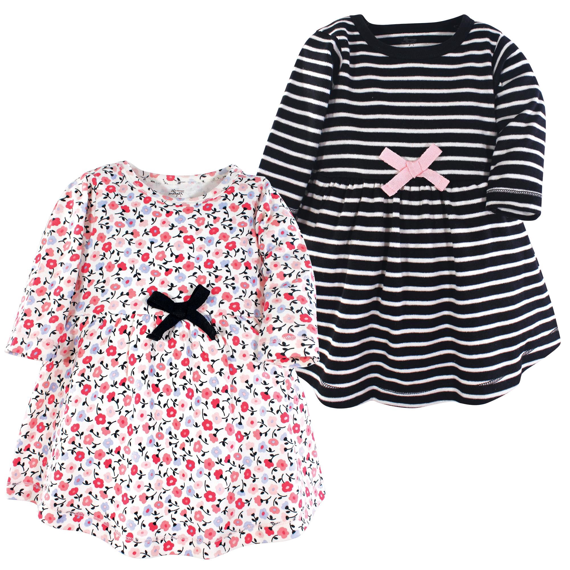 Luvable Friends Touched by Nature Long-Sleeve Dresses 2pk, Tiny Bloom Print, 12-18M