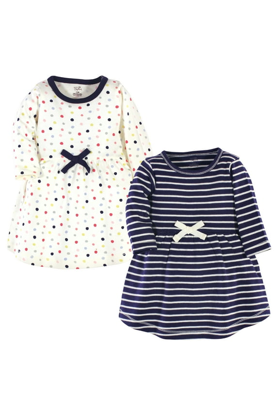 Touched by Nature Long-Sleeve Dresses 2pk, Vibrant Dots, 0-3M