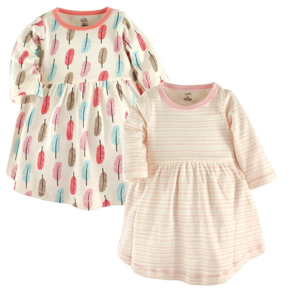 Luvable Friends Touched by Nature Long-Sleeve Dresses 2pk, Whisper Pink, 0-3M