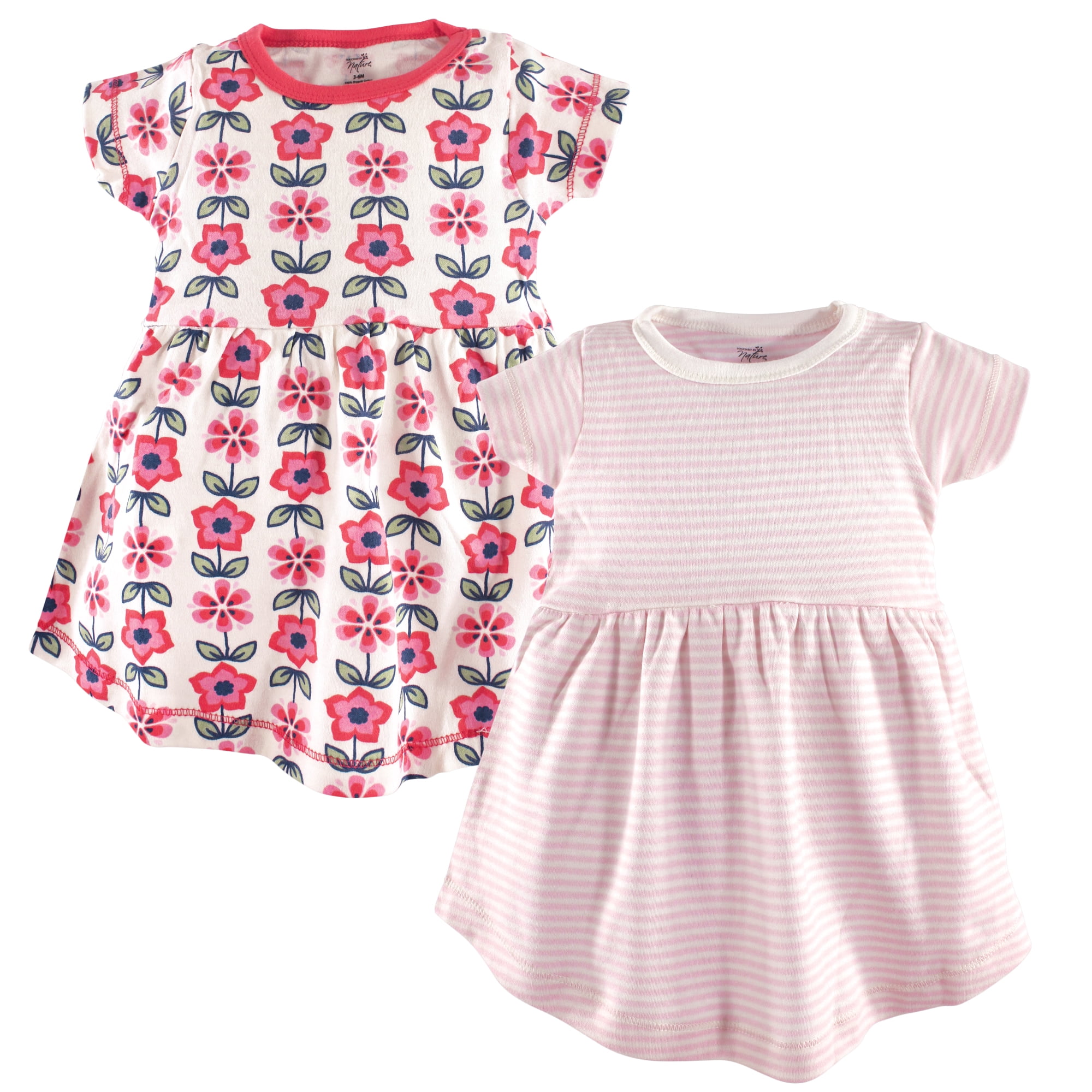 Luvable Friends Touched by Nature Short-Sleeve Dresses 2pk, Blossom, 0-3M