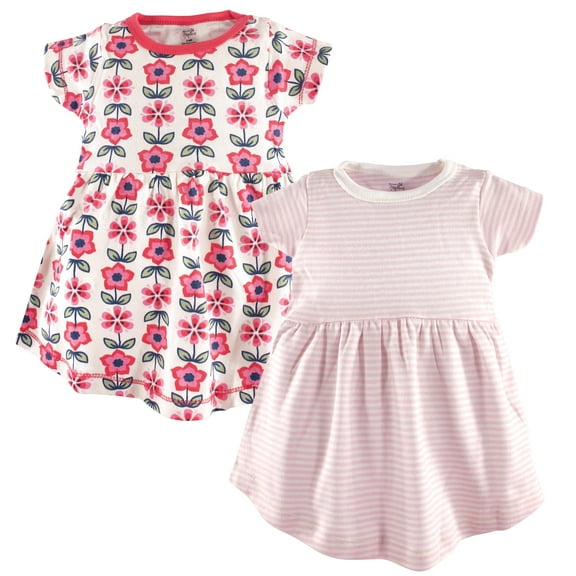 Luvable Friends Touched by Nature Short-Sleeve Dresses 2pk, Blossom, 0-3M