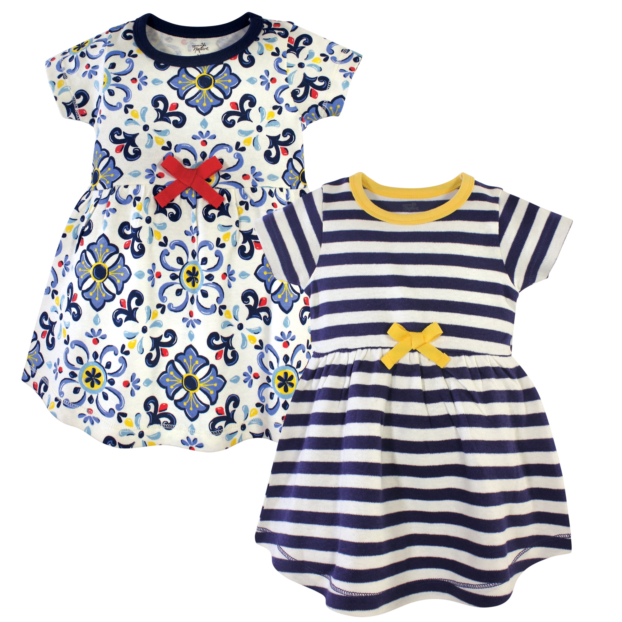 Luvable Friends Touched by Nature Short-Sleeve Dresses 2pk, Ceramic Tile, 6-9M
