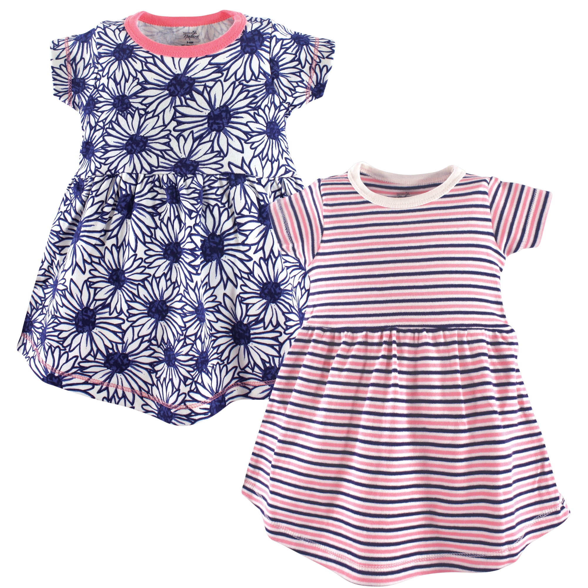 Luvable Friends Touched by Nature Short-Sleeve Dresses 2pk, Floral Meadow, 9-12M