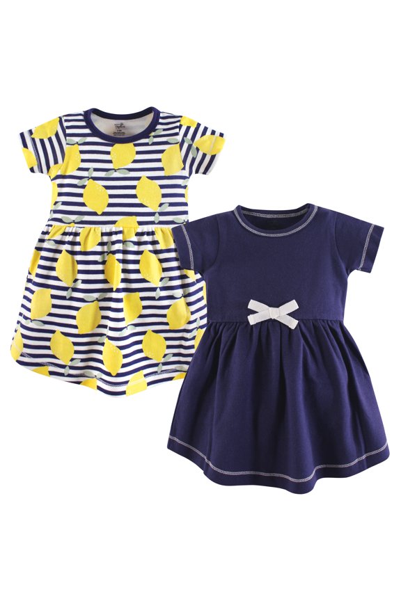 Touched by Nature Short-Sleeve Dresses 2pk, Lemon Drop, 3T
