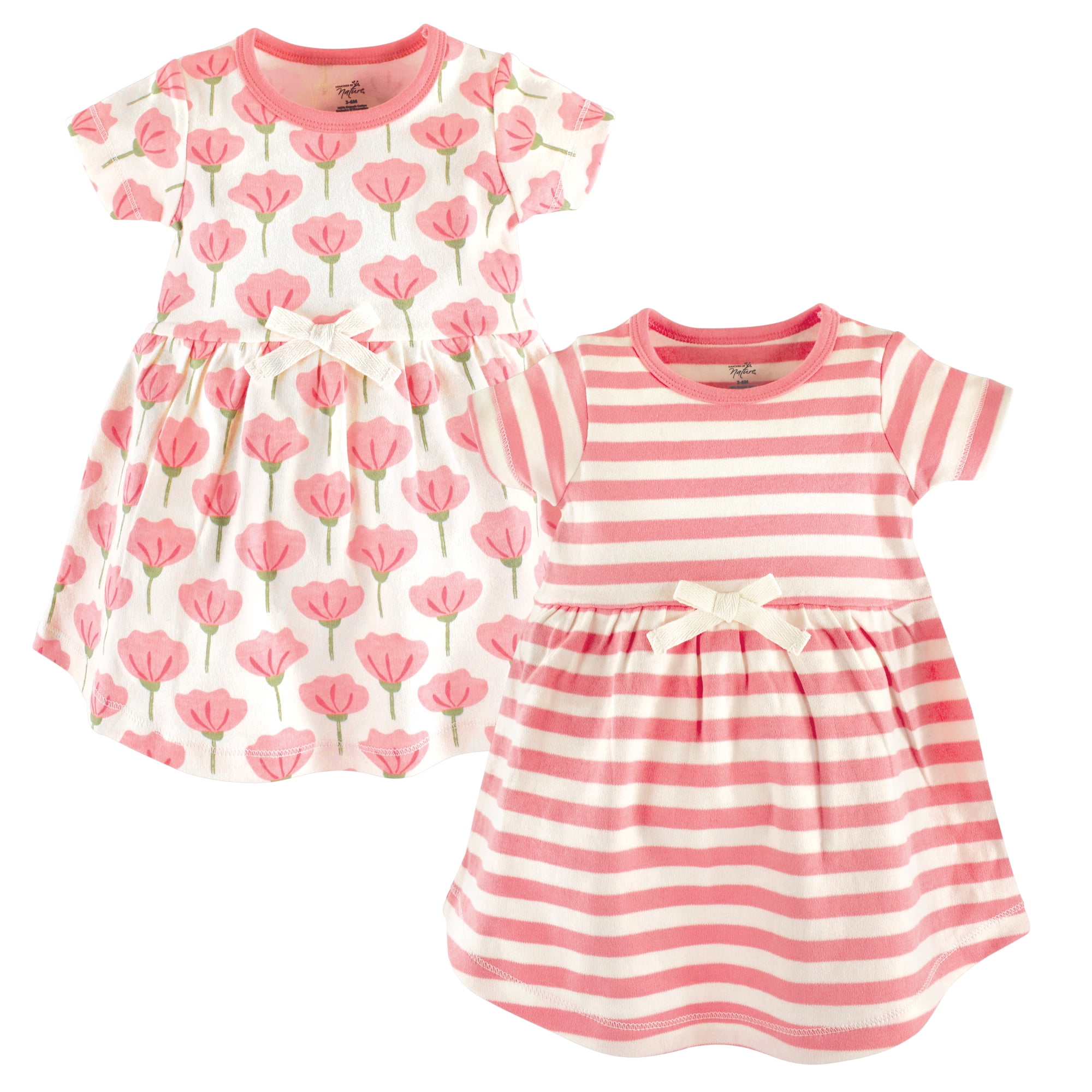 Luvable Friends Touched by Nature Short-Sleeve Dresses 2pk, Rose Blossom, 3T