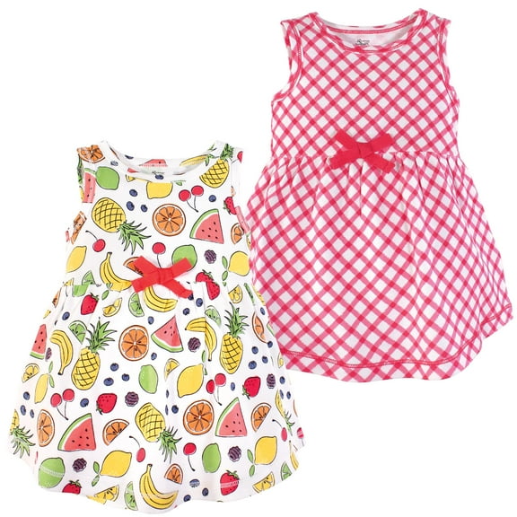 Luvable Friends Touched by Nature Sleeveless Dresses 2pk, Sweet Fruit, 5T