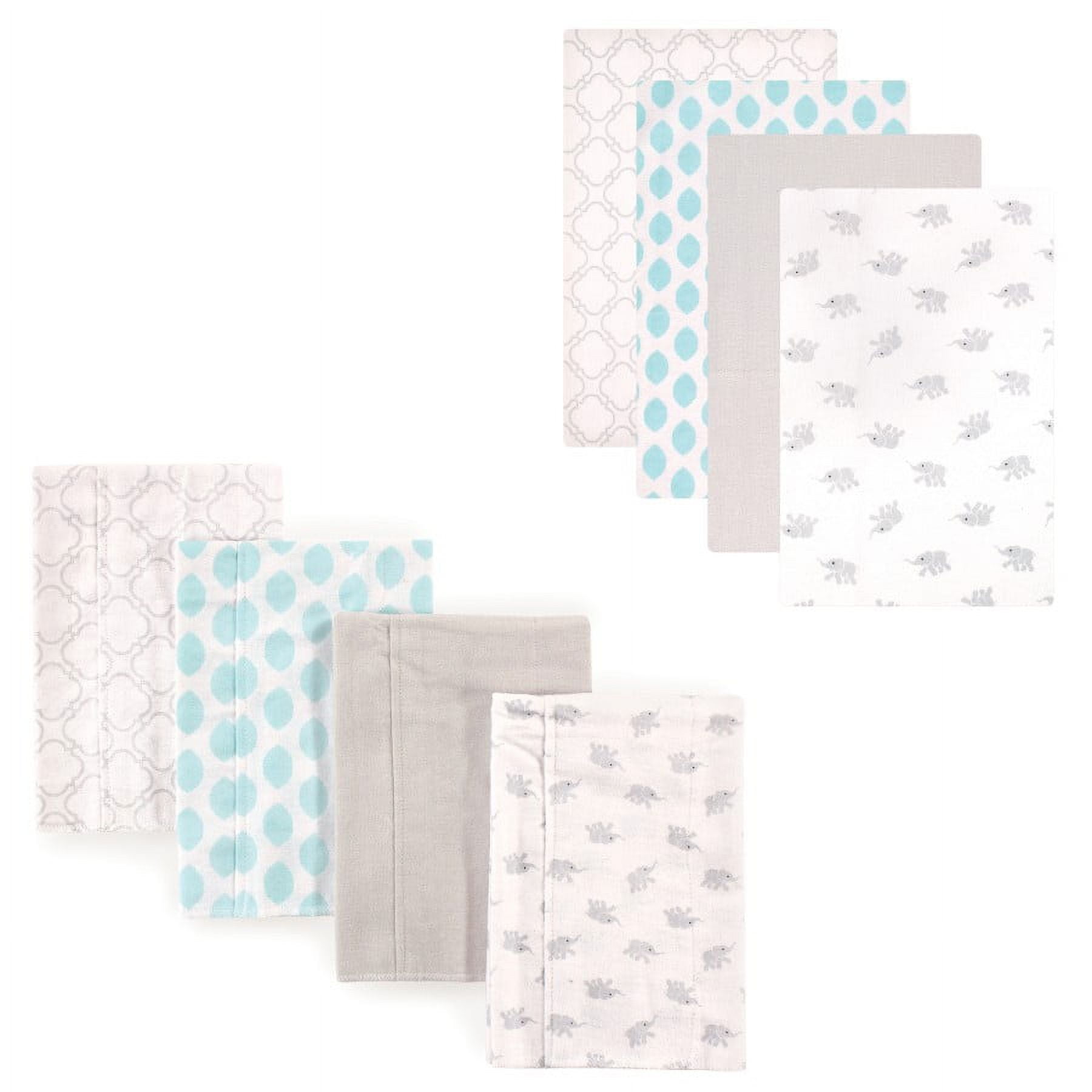 Luvable Friends Unisex Baby Cotton Flannel Burp Cloths and Receiving Blankets, 8-Piece, Elephant, One Size