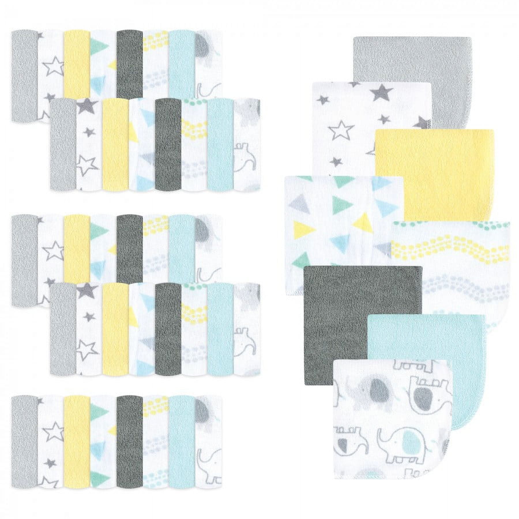 Luvable Friends Unisex Baby Cotton Rich Washcloths, Boy Basic Elephant, One Size