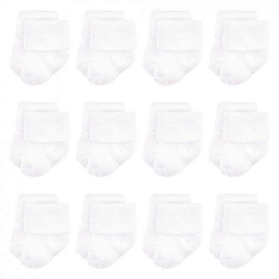 Luvable Friends Unisex Baby Newborn and Baby Terry Socks, White, 0-6 Months