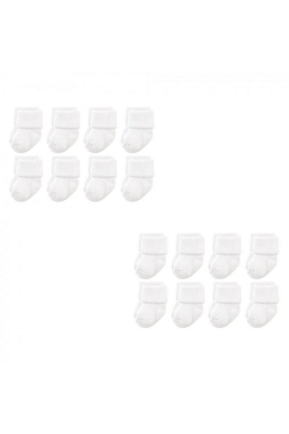 Unisex Baby Newborn and Baby Terry Socks, White 16-Piece, 0-6 Months