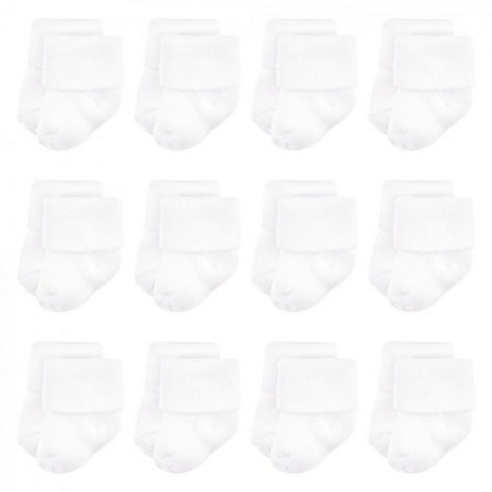 Luvable Friends Unisex Baby Newborn and Baby Terry Socks, White, 6-12 Months