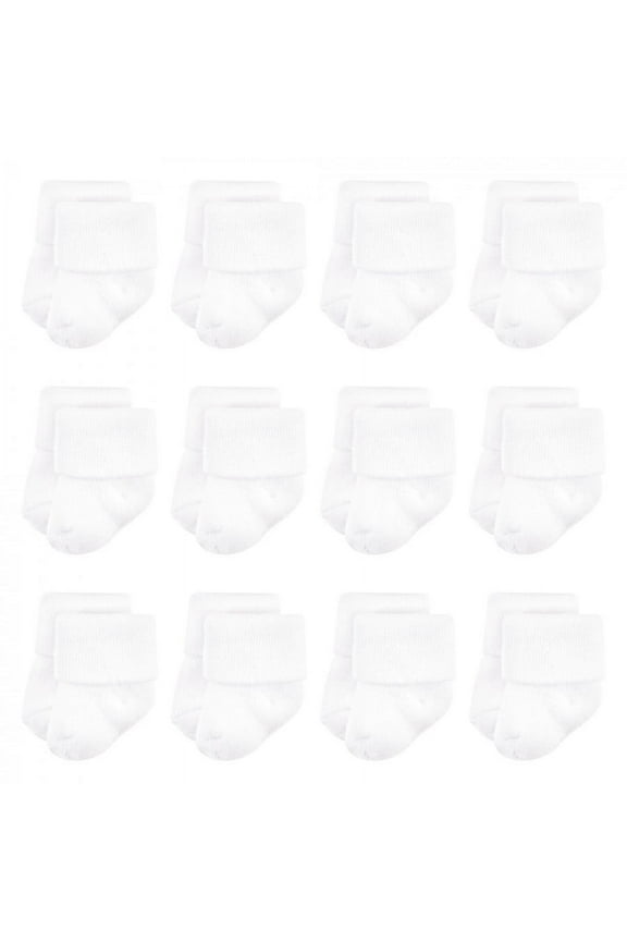 Unisex Baby Newborn and Baby Terry Socks, White, 6-12 Months