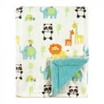 thumbnail image 1 of Luvable Friends Unisex Baby Plush Blanket with Faux Shearling Back, Neutral Animals, One Size, 1 of 2