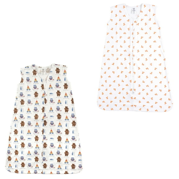 Luvable Friends Unisex Baby Sleeveless Muslin Cotton Sleeping Bag, Sack, Blanket, Be Brave Fox Jersey 2-Pack, 0-6 Months